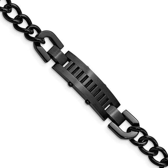 Men's 11mm Black Plated Stainless Steel I.D. Bracelet 8.25 Inch